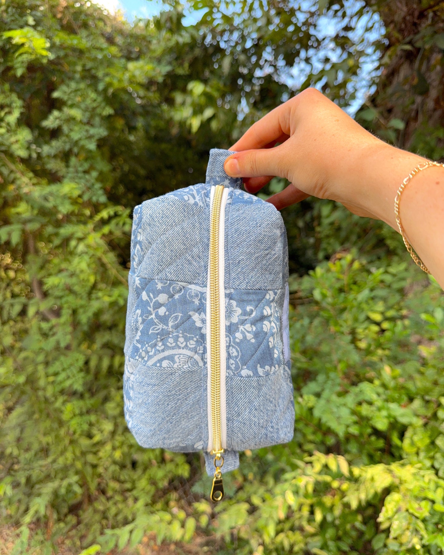 Upcycled Denim Patchwork Makeup bag