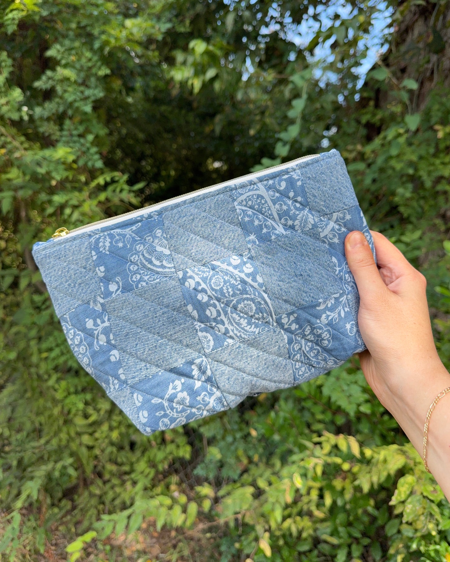 Upcycled Denim Patchwork Pouch