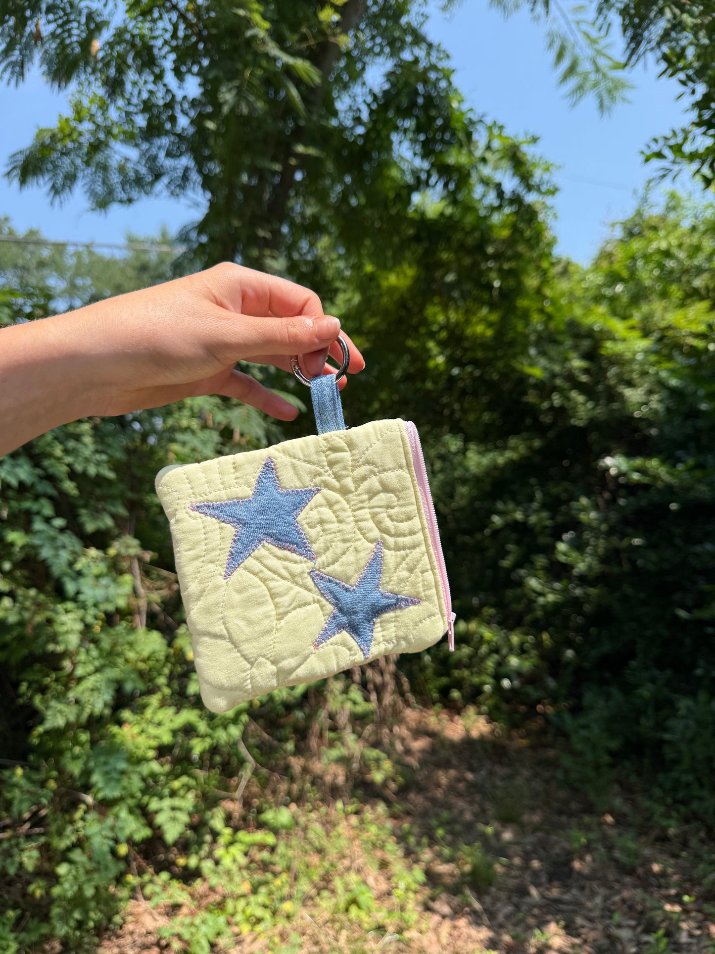 Upcycled Keychain Wallet - Stars