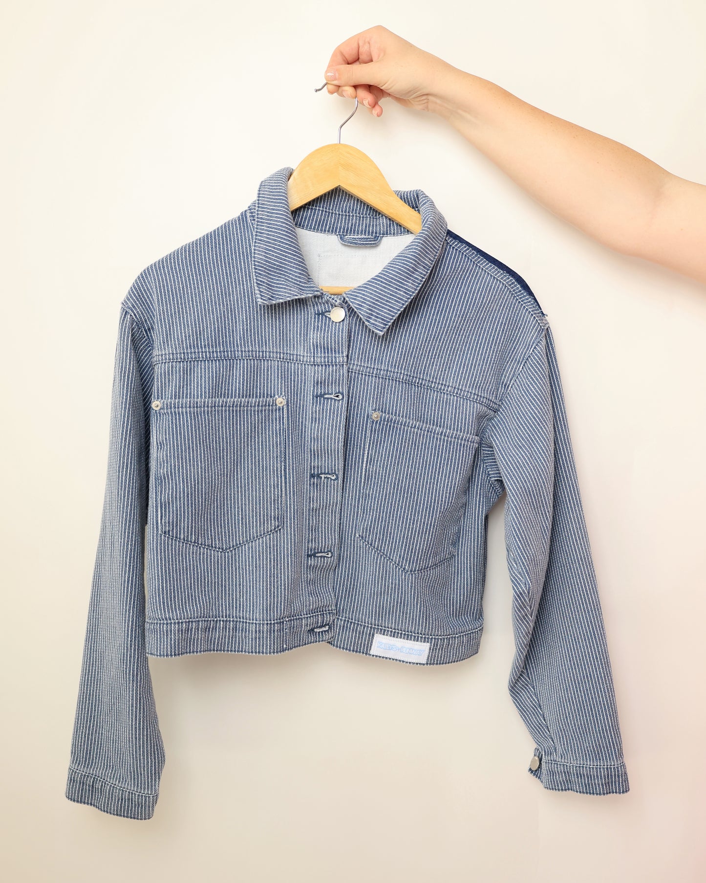 Upcycled Cropped Denim Jacket – Western Edition (M)
