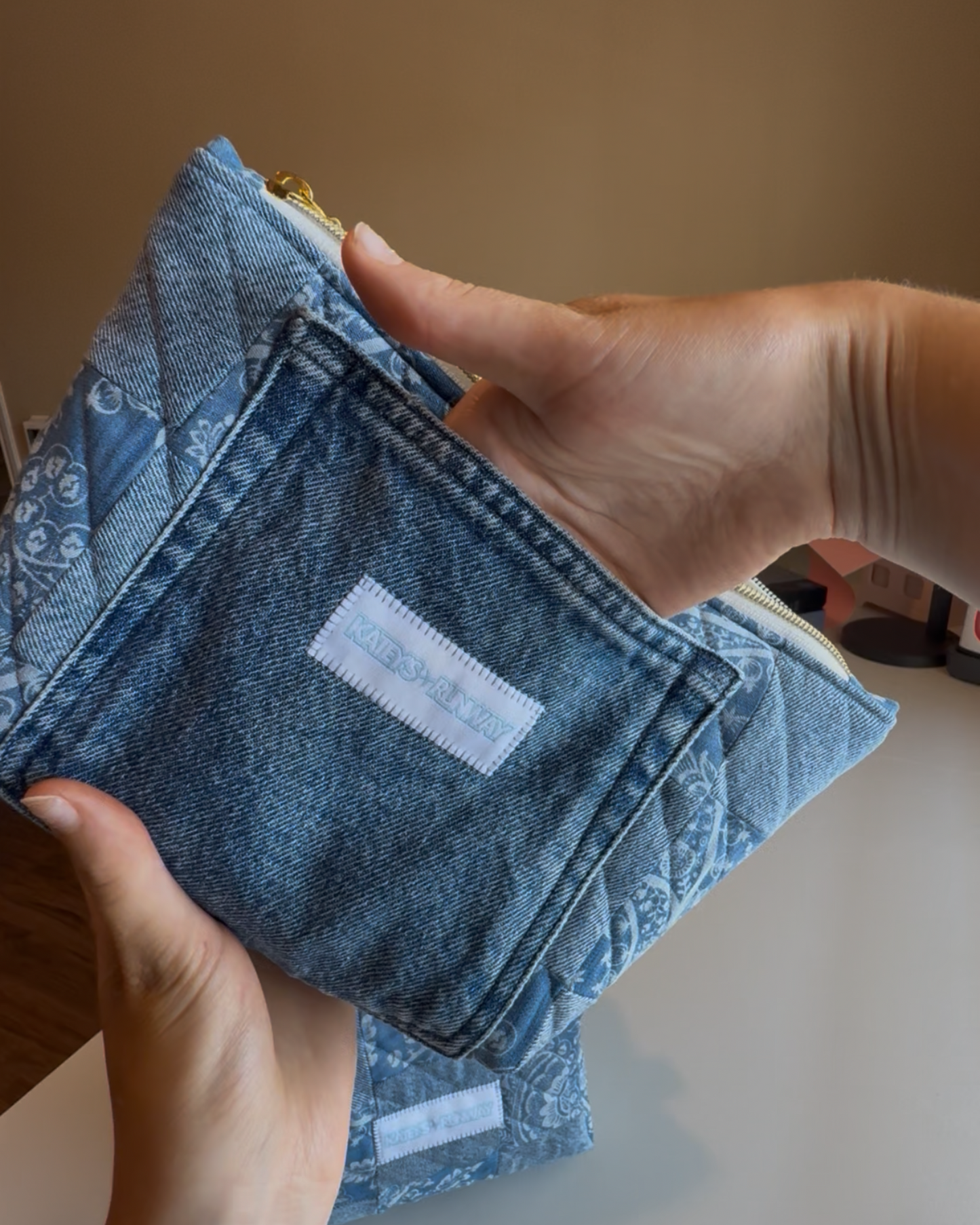 Upcycled Denim Patchwork Pouch