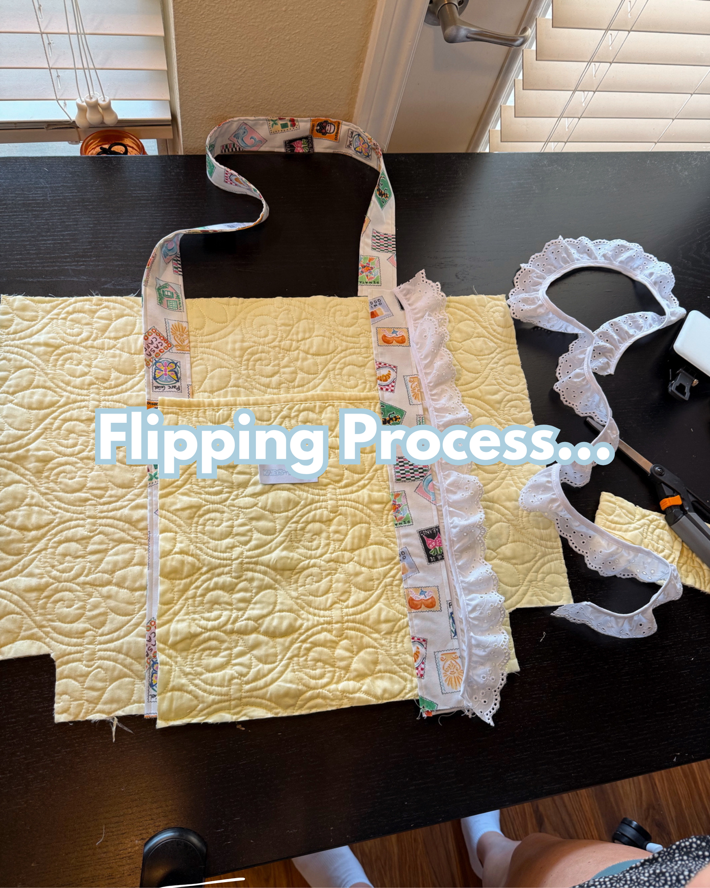 Upcycled Quilted Yellow Large Tote Bag