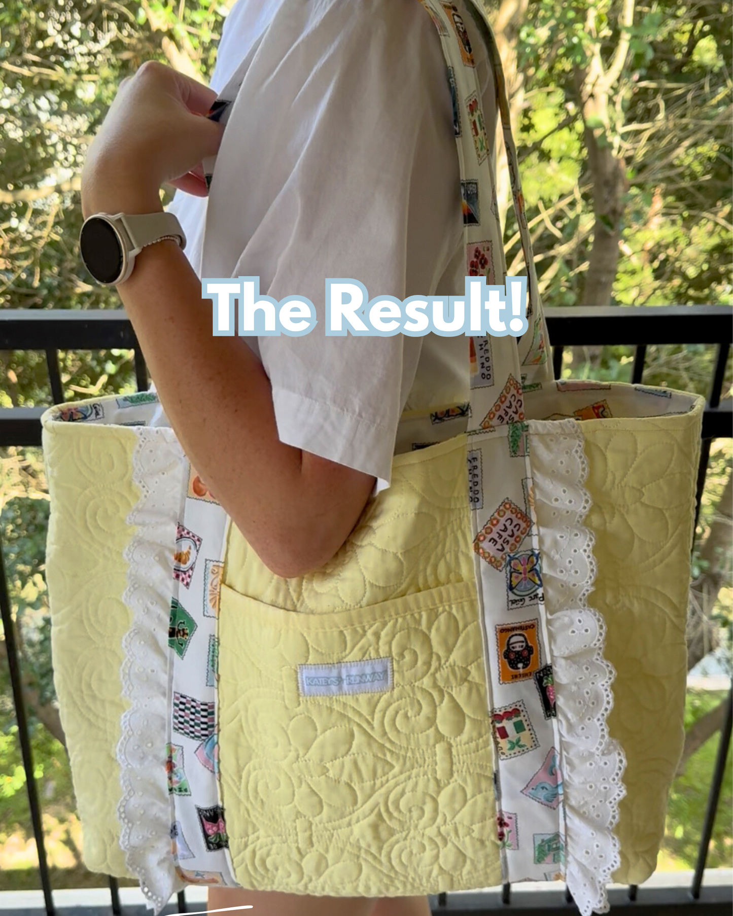 Upcycled Quilted Yellow Large Tote Bag