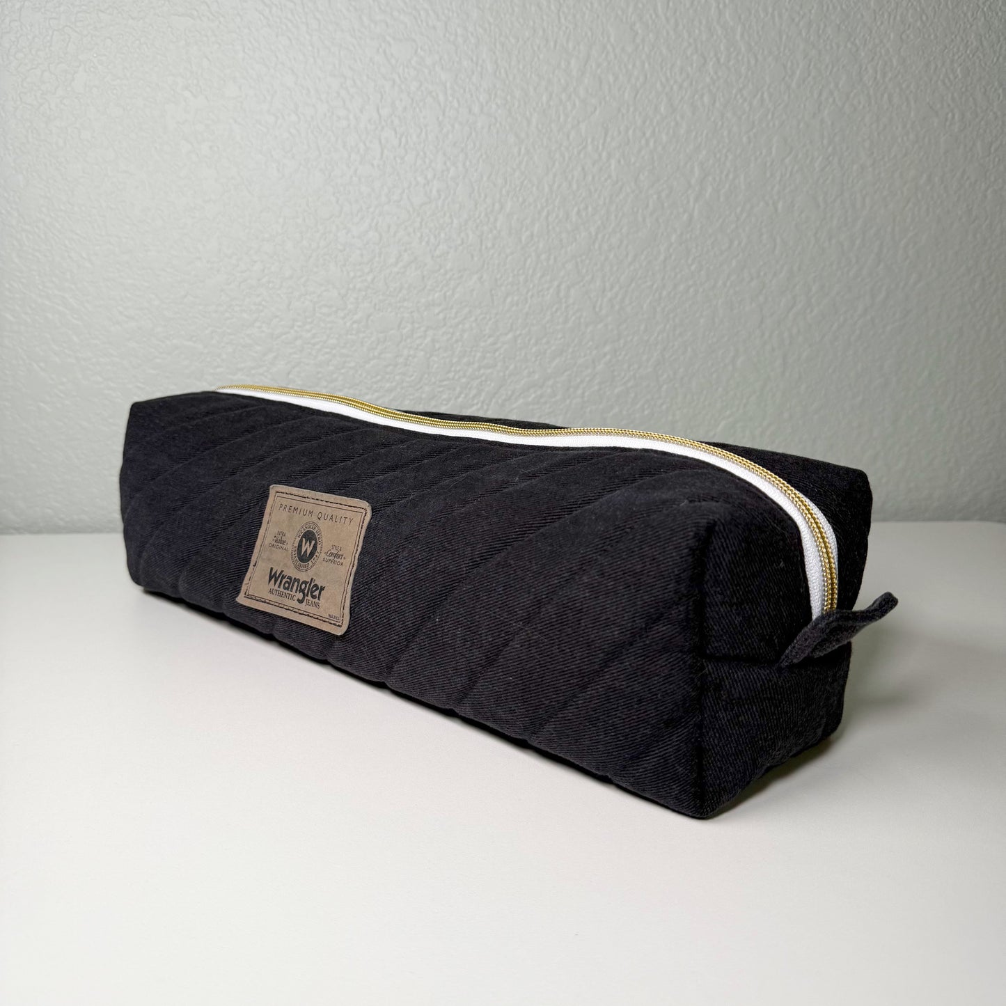 Upcycled Black Denim Hot Tools Bag