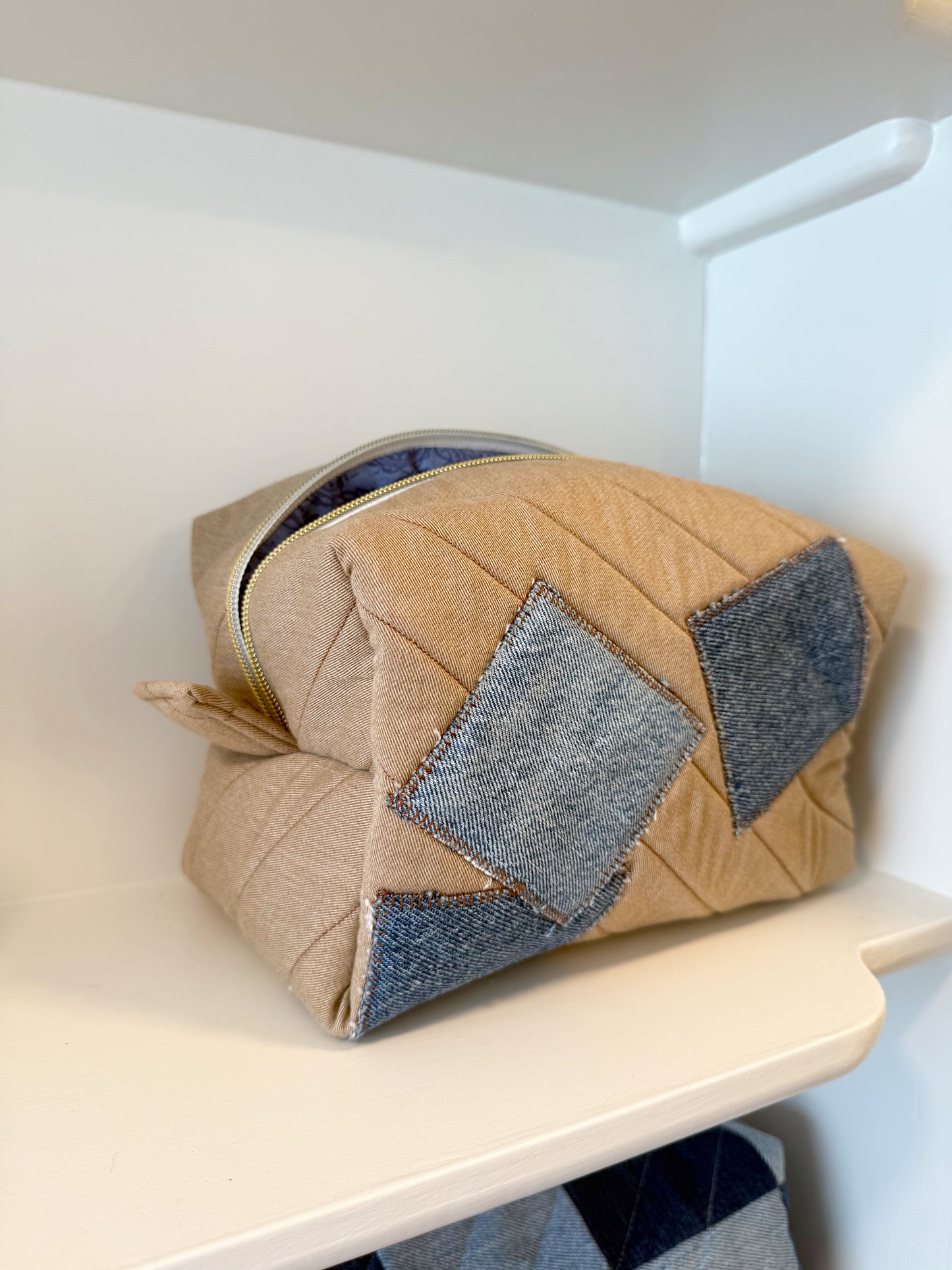 Upcycled XL Makeup Bag
