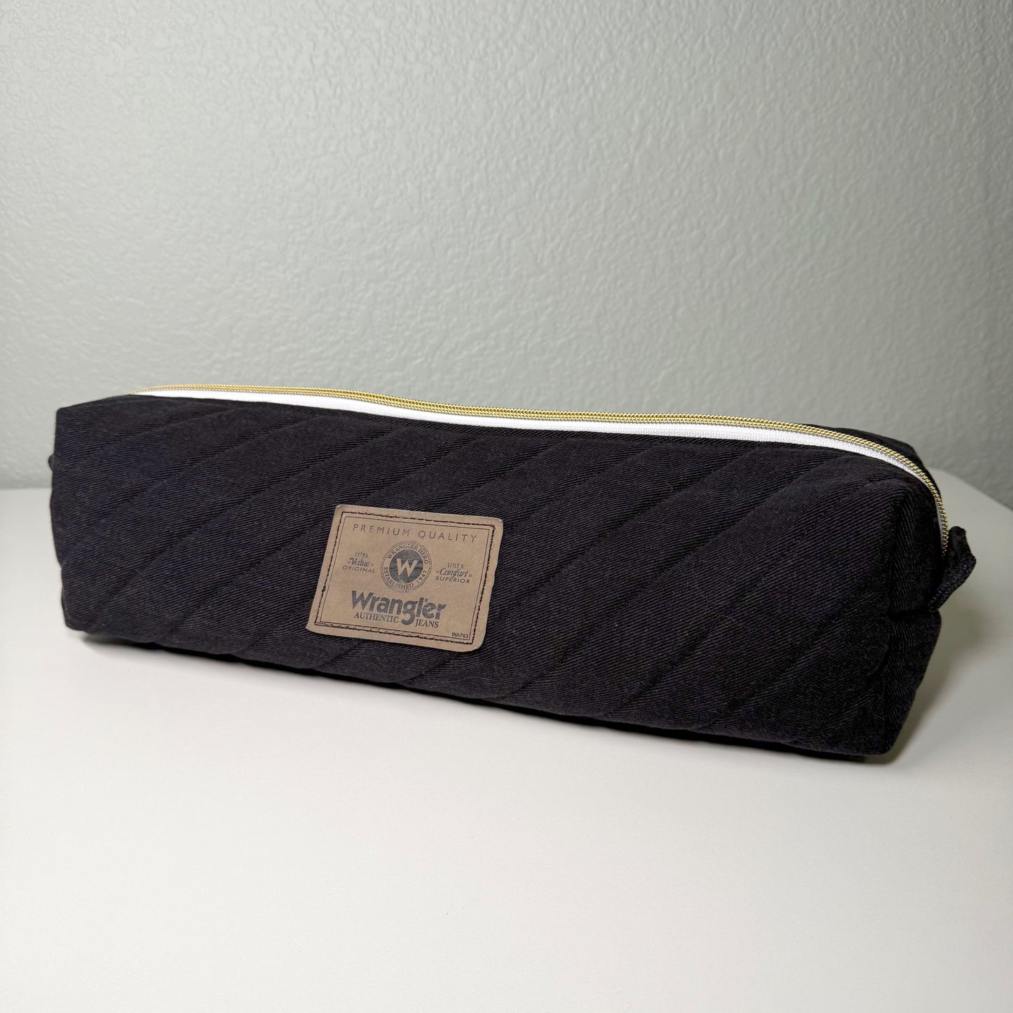 Upcycled Black Denim Hot Tools Bag