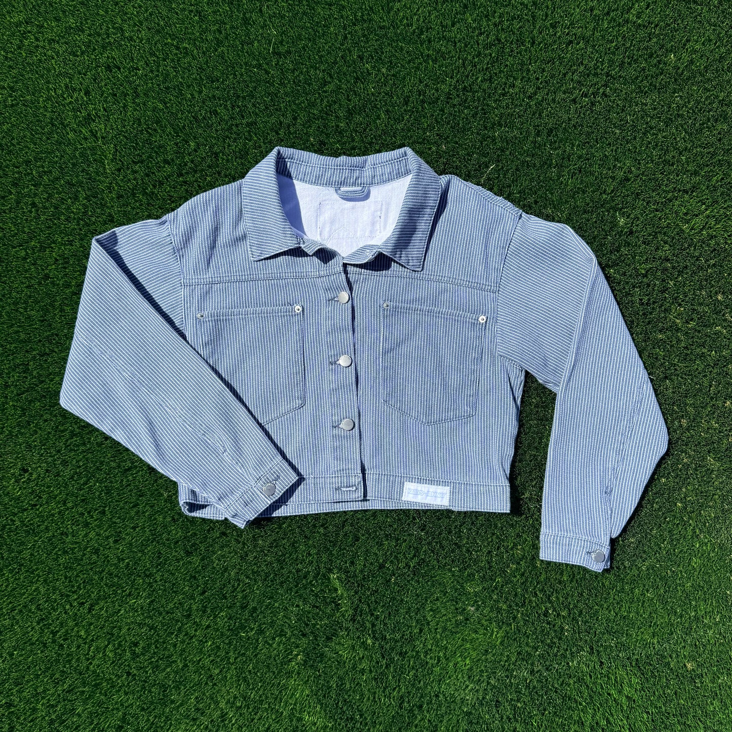 Upcycled Cropped Denim Jacket – Western Edition (M)