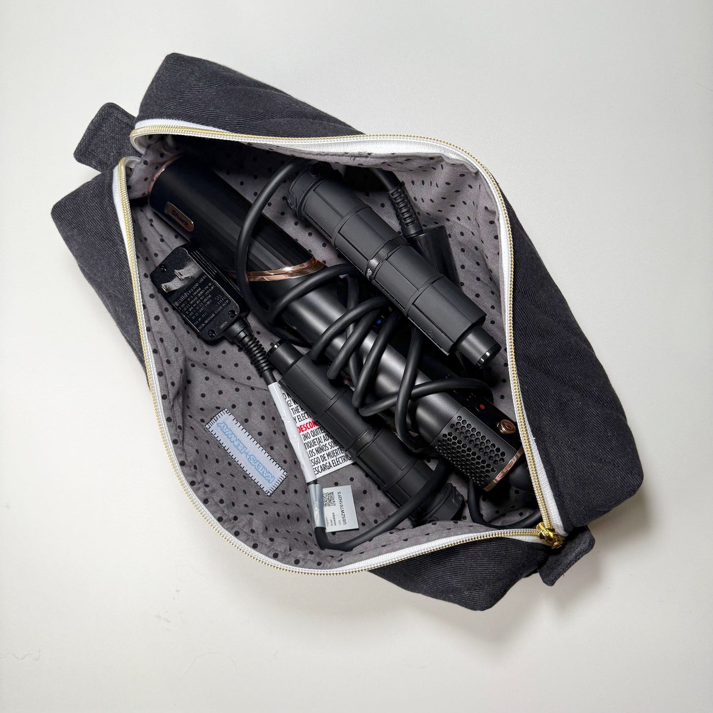 Upcycled Black Denim Hot Tools Bag