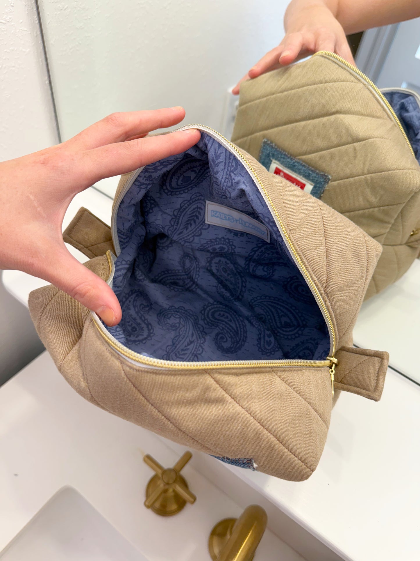 Upcycled XL Makeup Bag