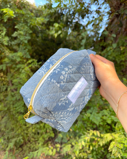 Upcycled Denim Patchwork Makeup bag