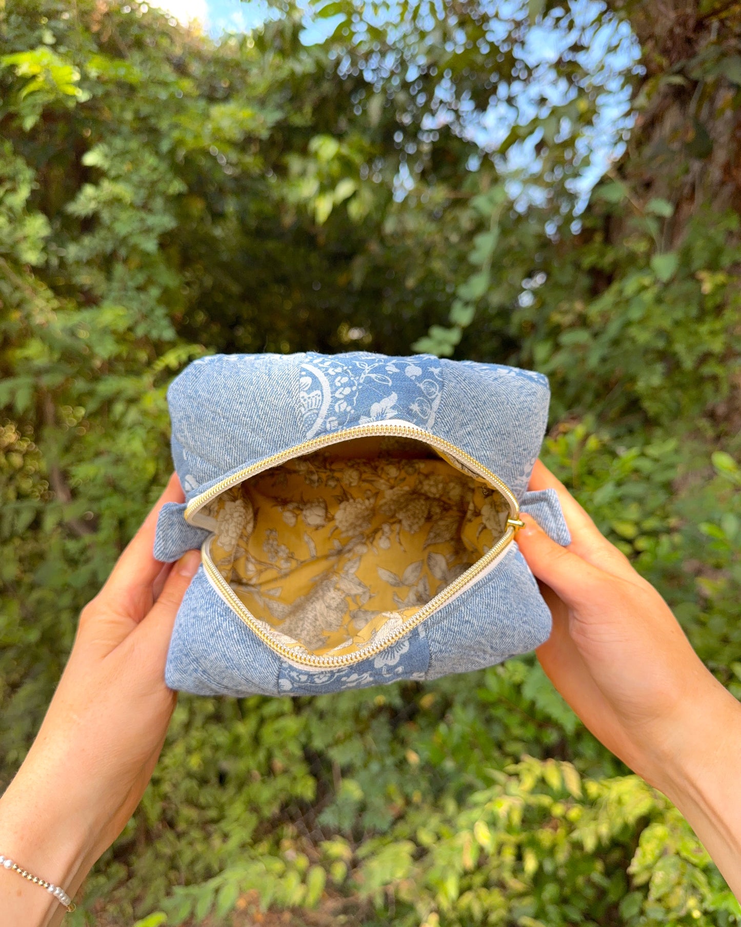 Upcycled Denim Patchwork Makeup bag