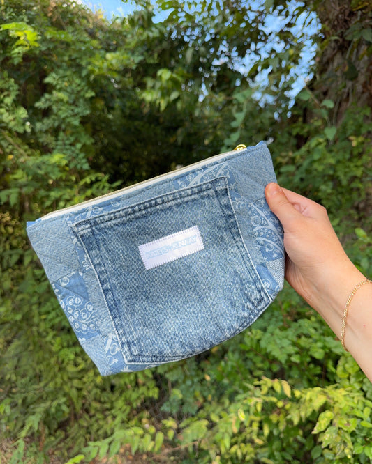 Upcycled Denim Patchwork Pouch