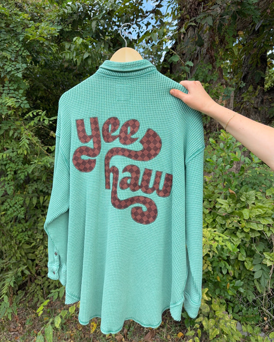 Upcycled Waffle Shirt – Yee Haw Edition (M Oversized)