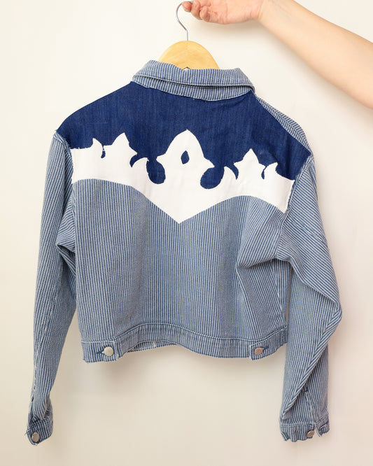 Upcycled Cropped Denim Jacket – Western Edition (M)