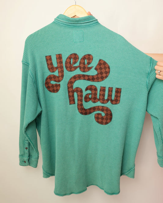 Upcycled Waffle Shirt – Yee Haw Edition (M Oversized)