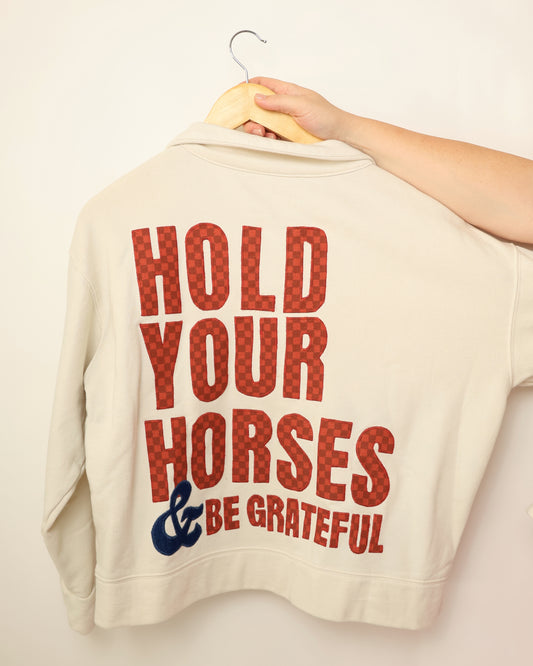 Upcycled Sweatshirt – Hold Your Horses Edition (M)