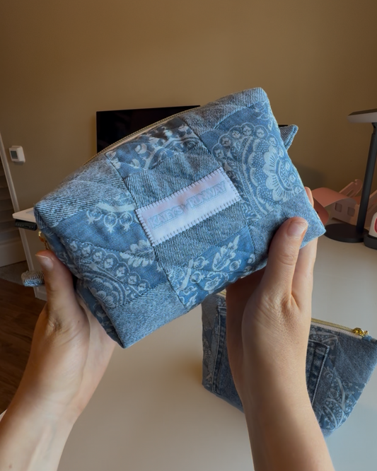 Upcycled Denim Patchwork Makeup bag