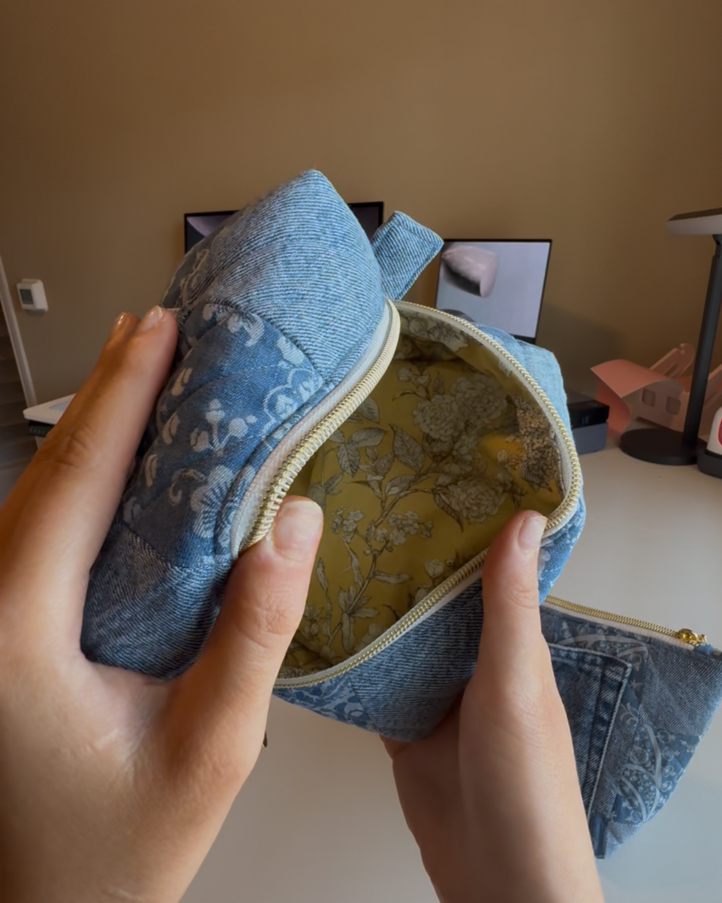 Upcycled Denim Patchwork Makeup bag